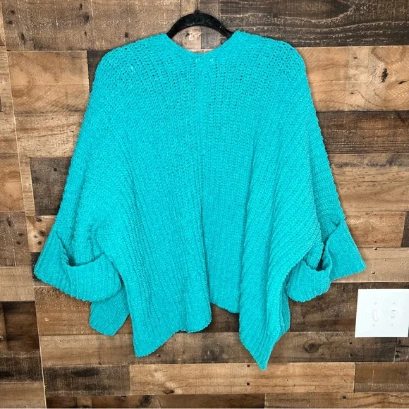 POL Step Inside Chunky Knit Cardigan Sweater Open Front Oversized Blue Small - Picture 5 of 8